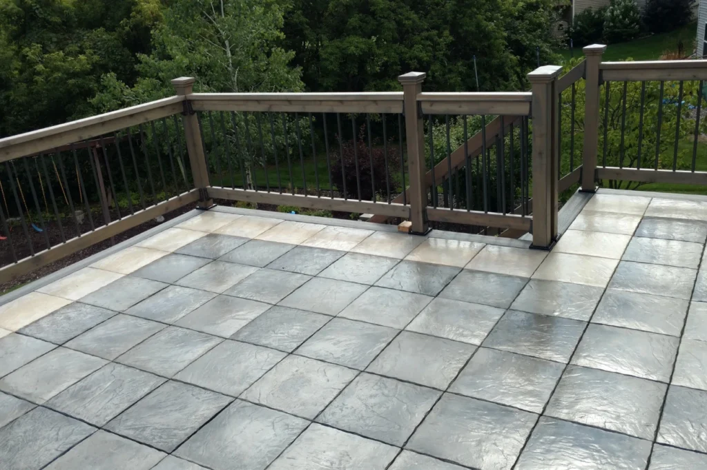 Stylish tiled concrete decks by Deck Builders Palmerston North enhancing outdoor landscapes.