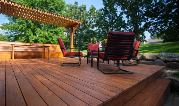 Floating Decks By Deck Builders Palmerston North With Added Beauty And Function Floating decks by Deck Builders Palmerston North enhanced with pavers for beauty and function.